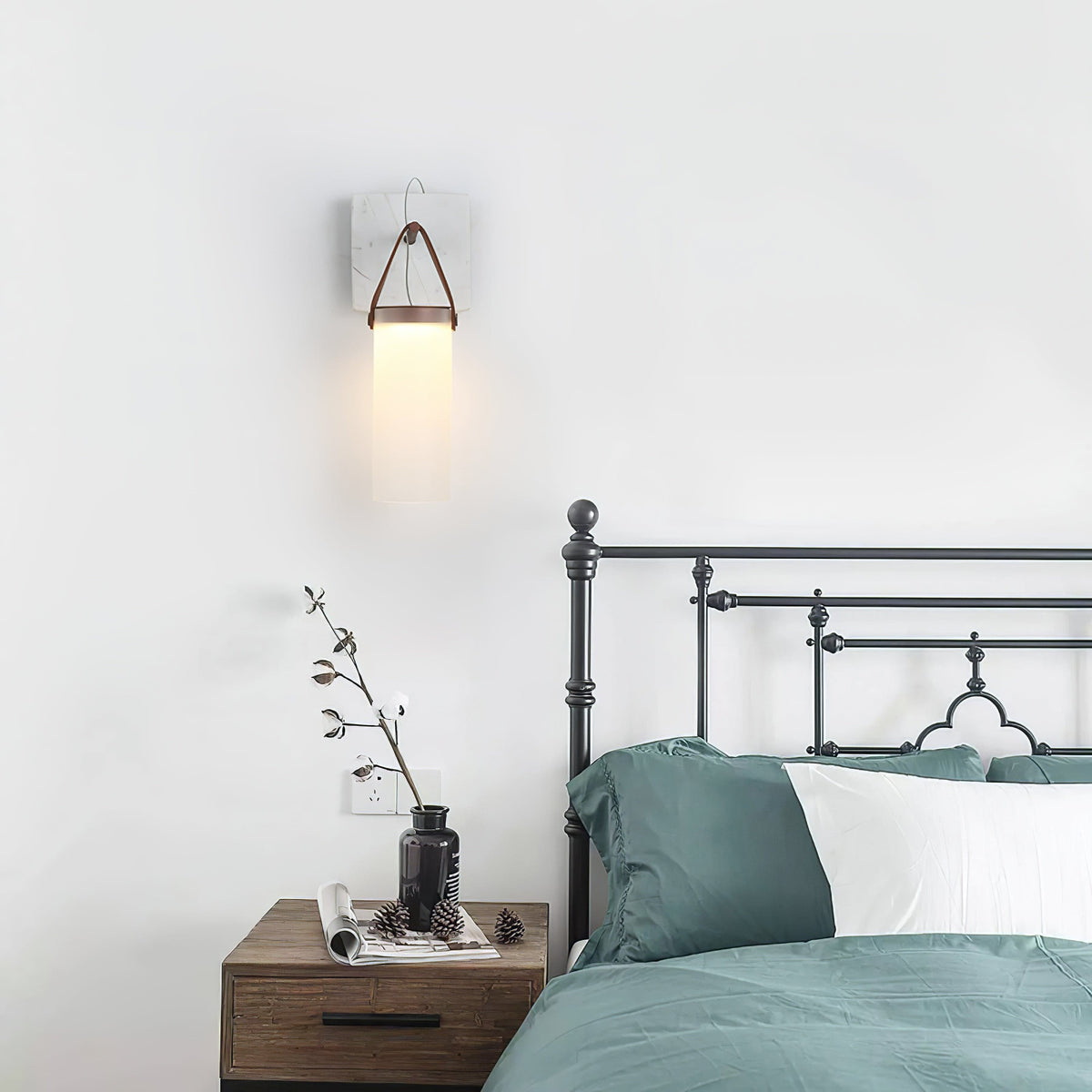 Galerie Wall Lamp Fontana Glass Leather Marble-Neutral Decor