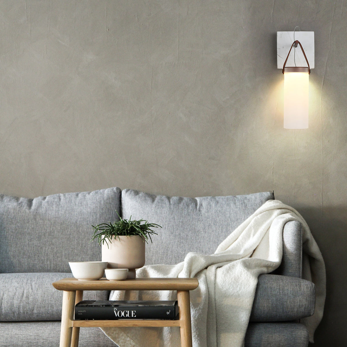 Galerie Wall Lamp Fontana Glass Leather Marble-Neutral Decor