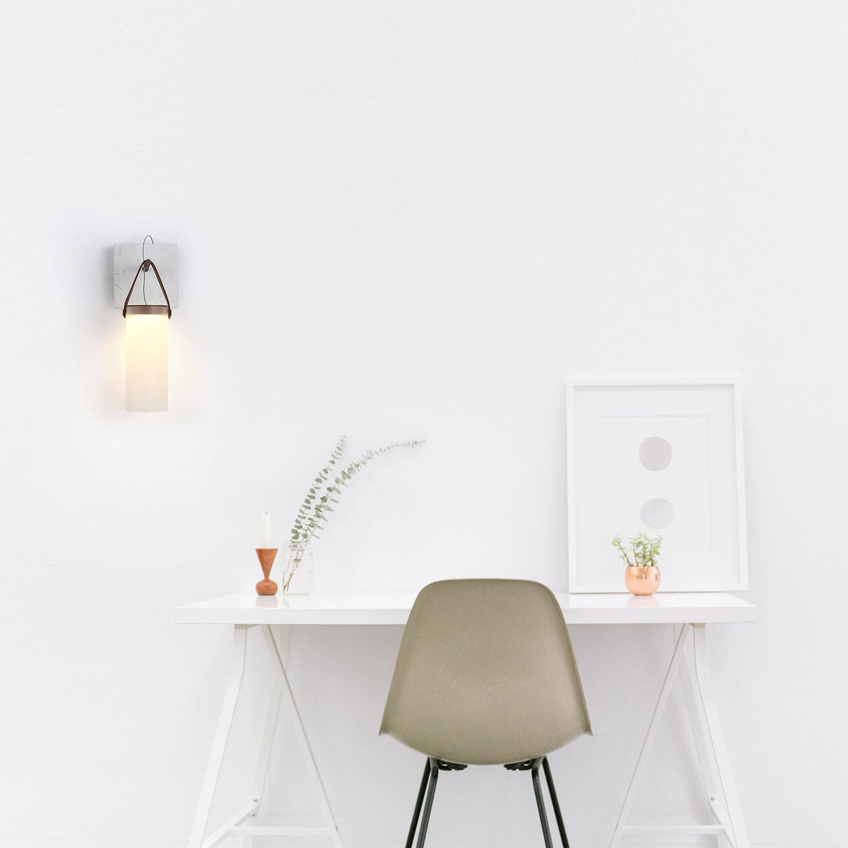 Galerie Wall Lamp Fontana Glass Leather Marble-Neutral Decor