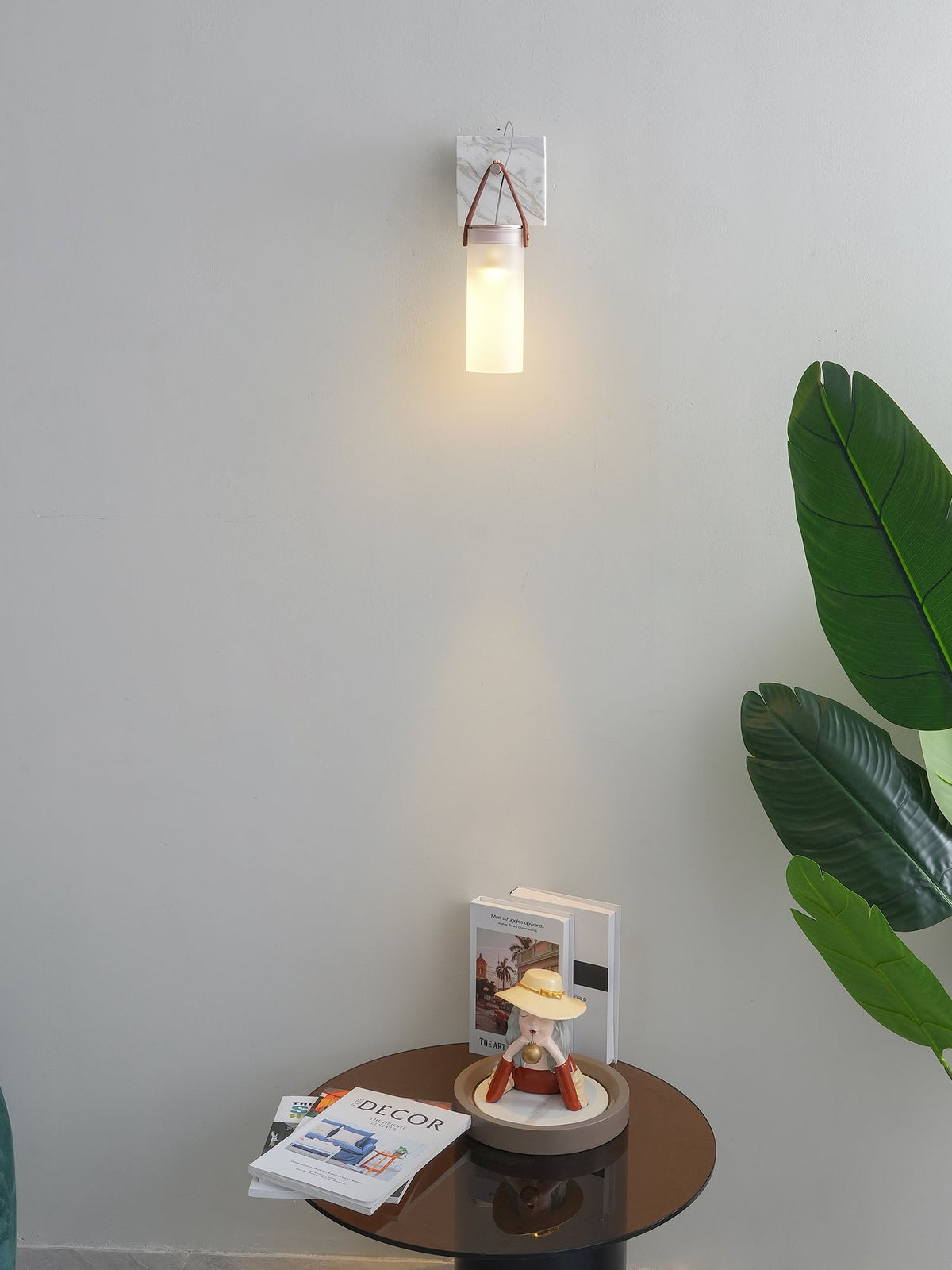 Galerie Wall Lamp Fontana Glass Leather Marble-Neutral Decor