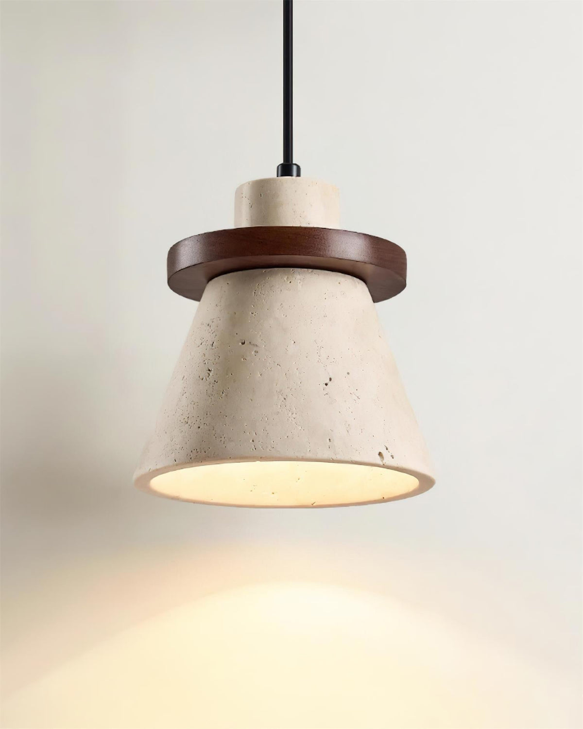 Virela Pendant Lamp Travertine Wood Minimalist-Neutral Decor