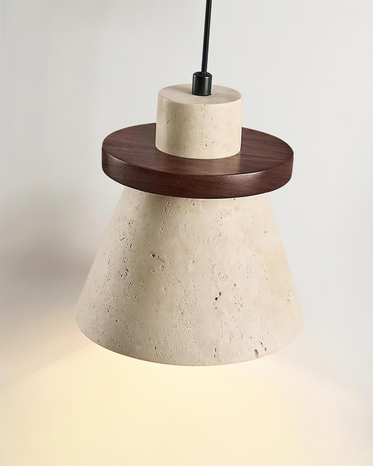 Virela Pendant Lamp Travertine Wood Minimalist-Neutral Decor