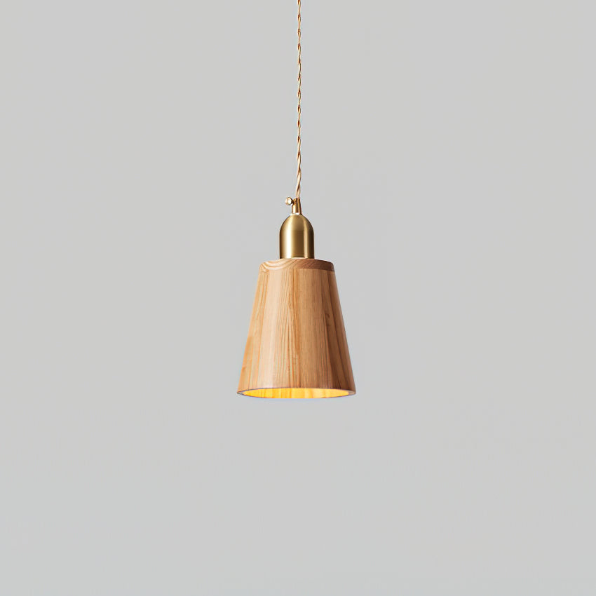 Wood Pendant Lamp Assorted Shapes in Solid Wood and Brass-Neutral Decor
