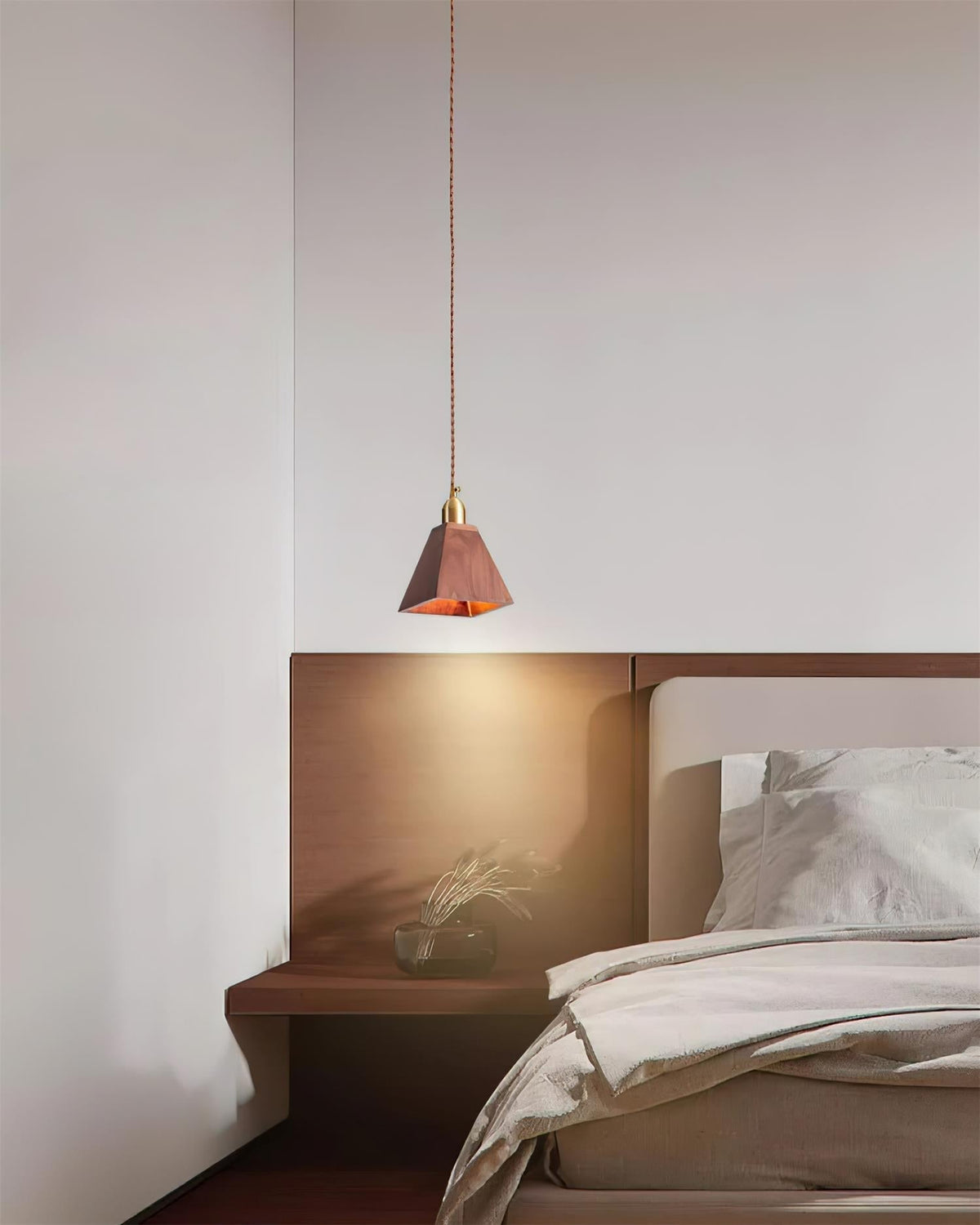 Wood Pendant Lamp Assorted Shapes in Solid Wood and Brass-Neutral Decor