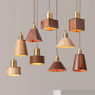 Emberin Suspension en bois de formes assorties en bois massif et laiton-Luire
