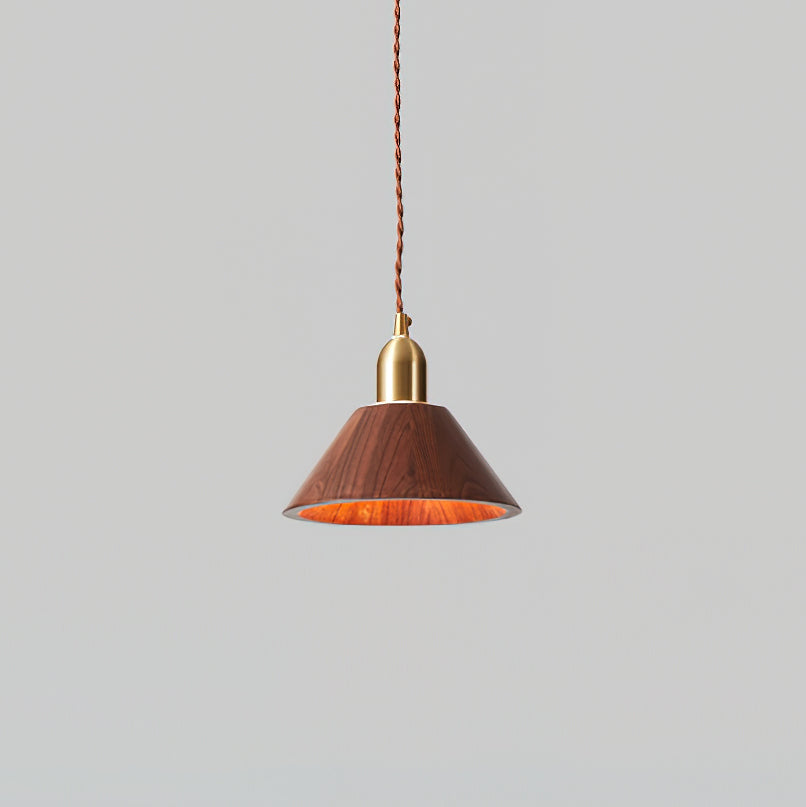 Wood Pendant Lamp Assorted Shapes in Solid Wood and Brass-Neutral Decor