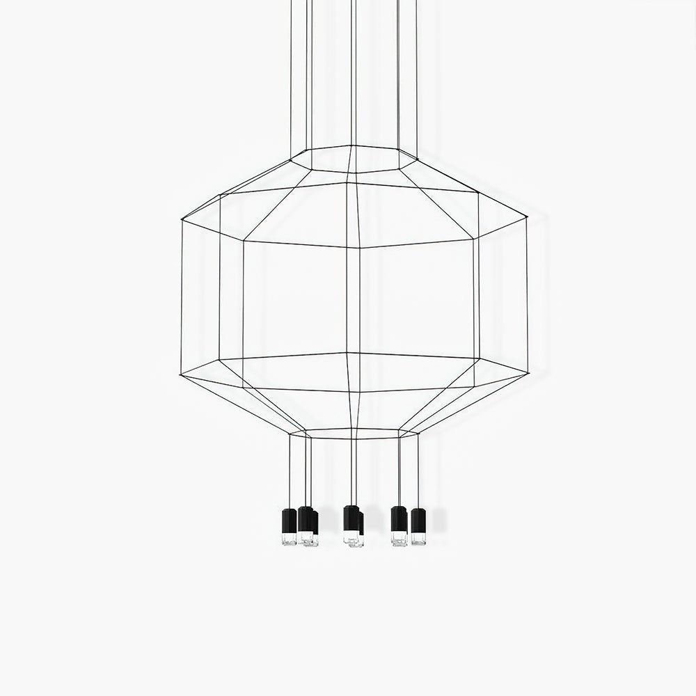 Quineira Suspension Géométrique en Fil Noir LED