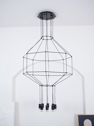 Lustra Suspension Géométrique en Fil Noir LED