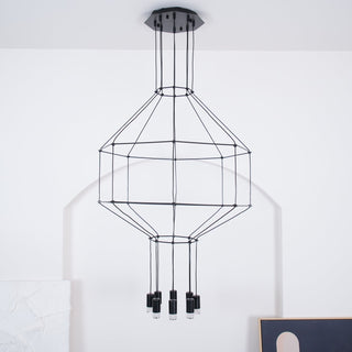 Lustra Suspension Géométrique en Fil Noir LED