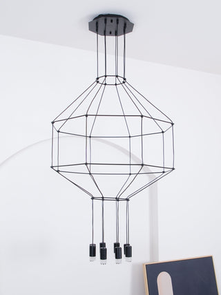 Lustra Suspension Géométrique en Fil Noir LED