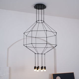 Lustra Suspension Géométrique en Fil Noir LED