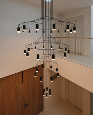 Lustra Suspension Géométrique en Fil Noir LED