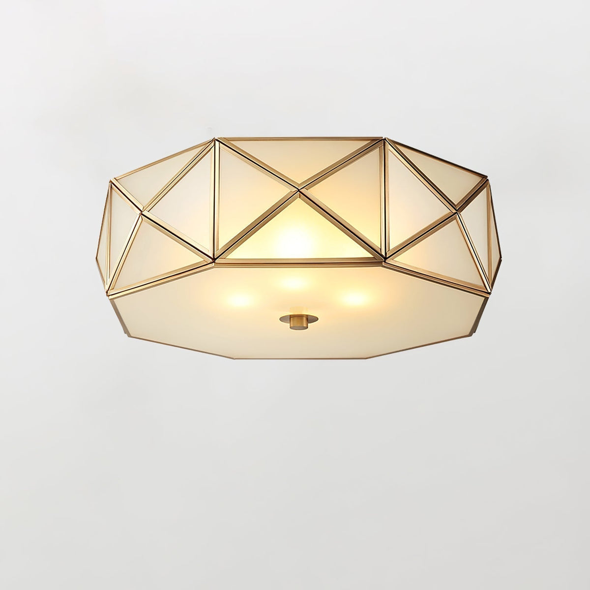 Eldeva Lampe de Plafond Géométrique en Laiton et Verre