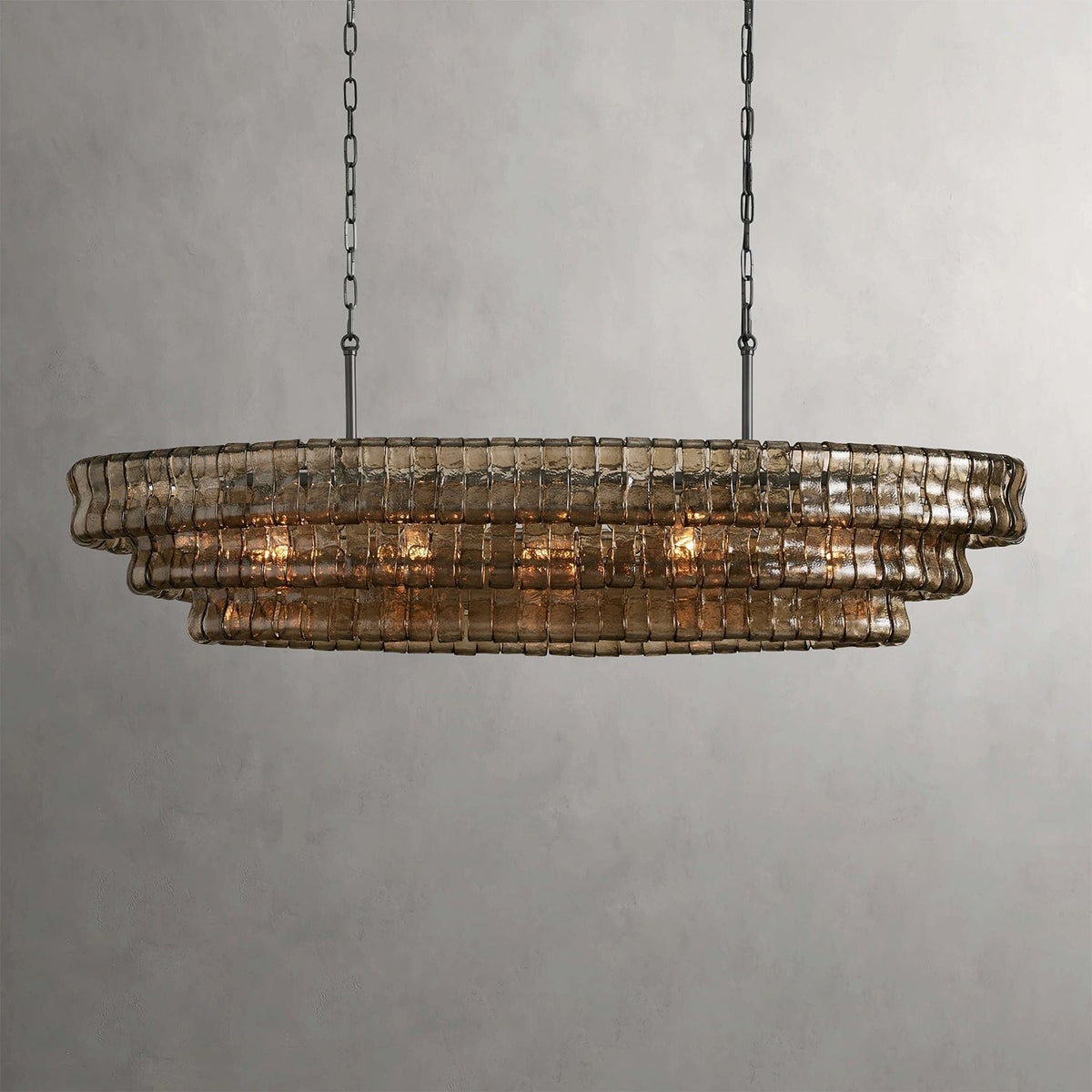 View from below the Albano Chandelier, highlighting its multi-level structure.