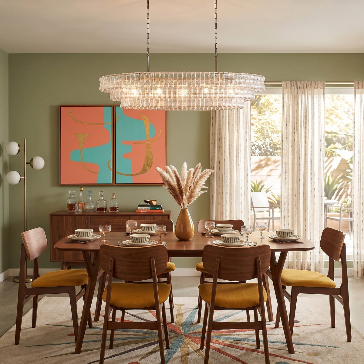 Detail of the metal frame and suspension chain of the Albano Chandelier.