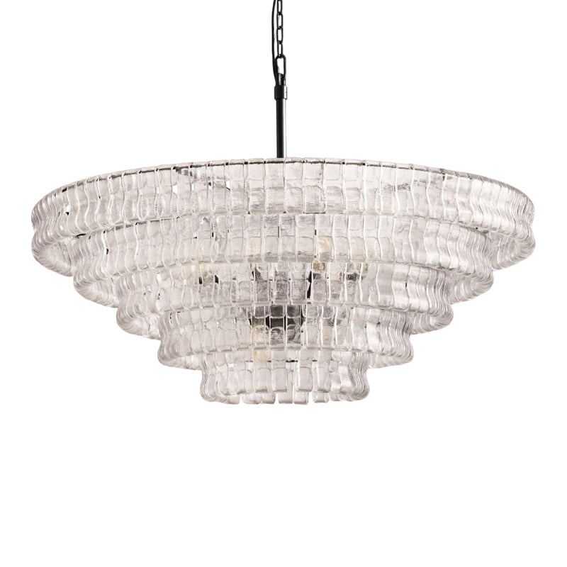 Ghiaccio Round Chandelier in a Clear glass finish for a versatile look.