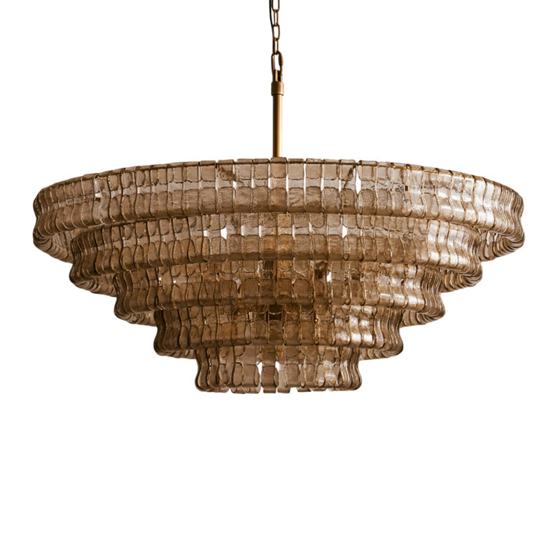 The medium Ghiaccio Chandelier in a spacious bedroom.