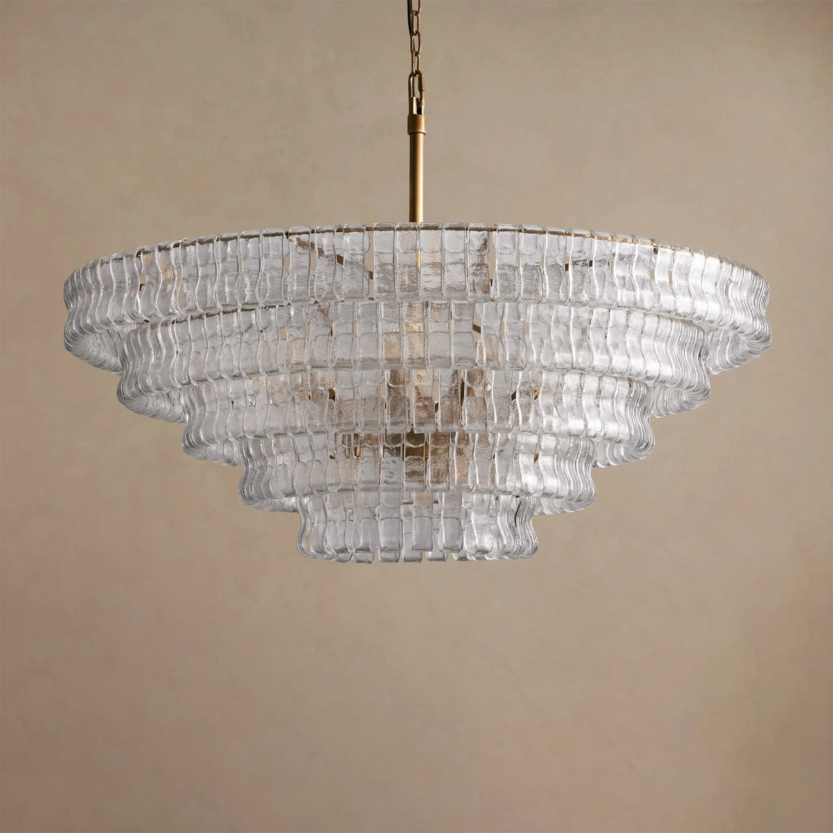 Ghiaccio Chandelier in a minimalist living space.
