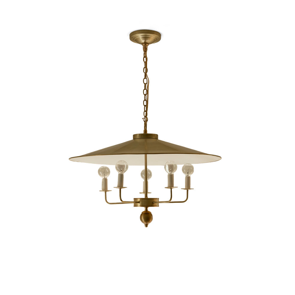 View from below the Gideon Pendant Lamp, showing the arrangement of five bulbs.