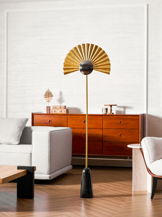 Gilded Fan Floor Lamp-Neutral Decor