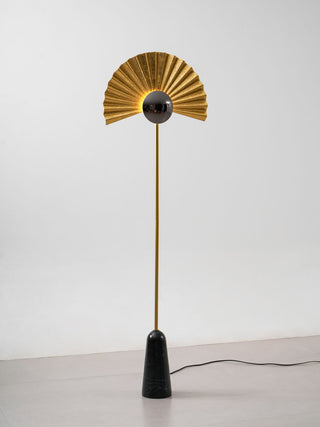 Gilded Fan Floor Lamp-Neutral Decor