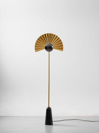 Gilded Fan Floor Lamp-Neutral Decor