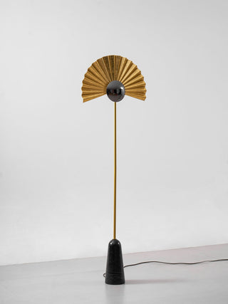 Gilded Fan Floor Lamp-Neutral Decor