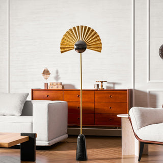 Gilded Fan Floor Lamp-Neutral Decor