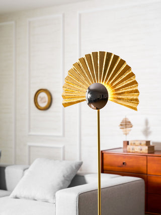 Gilded Fan Floor Lamp-Neutral Decor