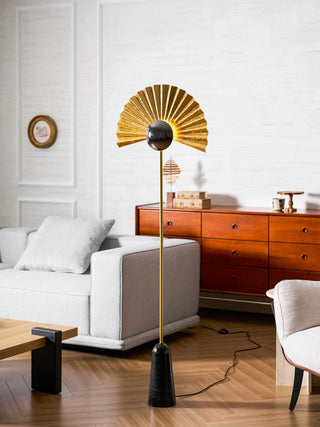 Gilded Fan Floor Lamp-Neutral Decor