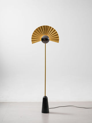 Gilded Fan Floor Lamp-Neutral Decor