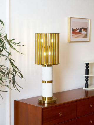 Elios Gilded Cage Table Lamp-Neutral Decor