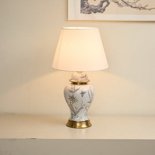 Gilt Accented Ceramic Table Lamp-Neutral Decor