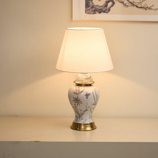Gilt Accented Ceramic Table Lamp-Neutral Decor