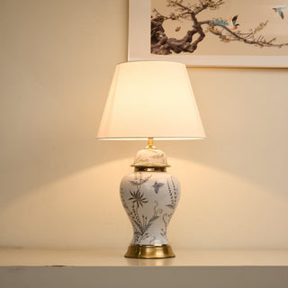 Gilt Accented Ceramic Table Lamp-Neutral Decor