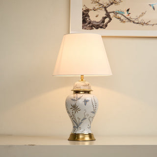 Gilt Accented Ceramic Table Lamp-Neutral Decor