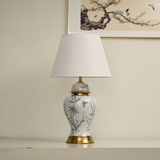 Gilt Accented Ceramic Table Lamp-Neutral Decor