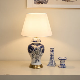 Gilt Accented Table Lamp-Neutral Decor