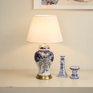 Gilt Accented Table Lamp-Neutral Decor