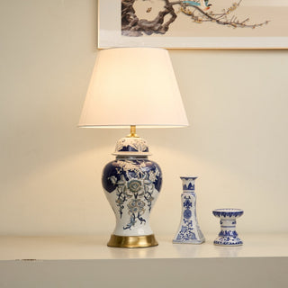 Gilt Accented Table Lamp-Neutral Decor