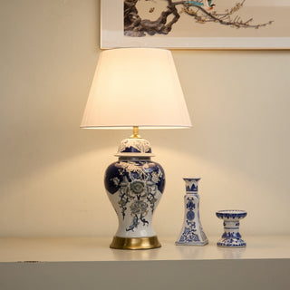 Gilt Accented Table Lamp-Neutral Decor