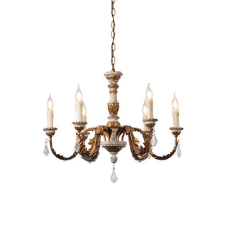 Ivinila Lustre Industriel Vintage En Bois Massif Et Cristal