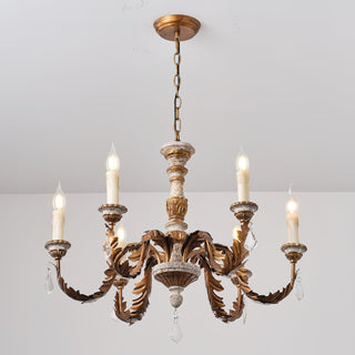 Ivinila Lustre Industriel Vintage En Bois Massif Et Cristal