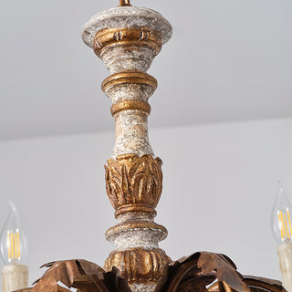 Ivinila Lustre Industriel Vintage En Bois Massif Et Cristal