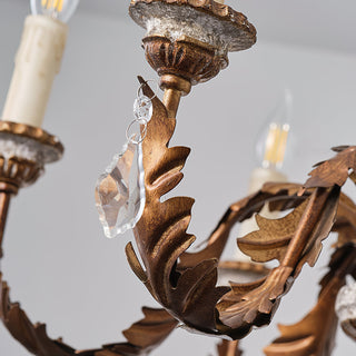 Ivinila Lustre Industriel Vintage En Bois Massif Et Cristal