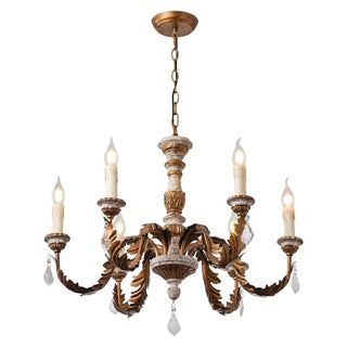 Ivinila Lustre Industriel Vintage En Bois Massif Et Cristal