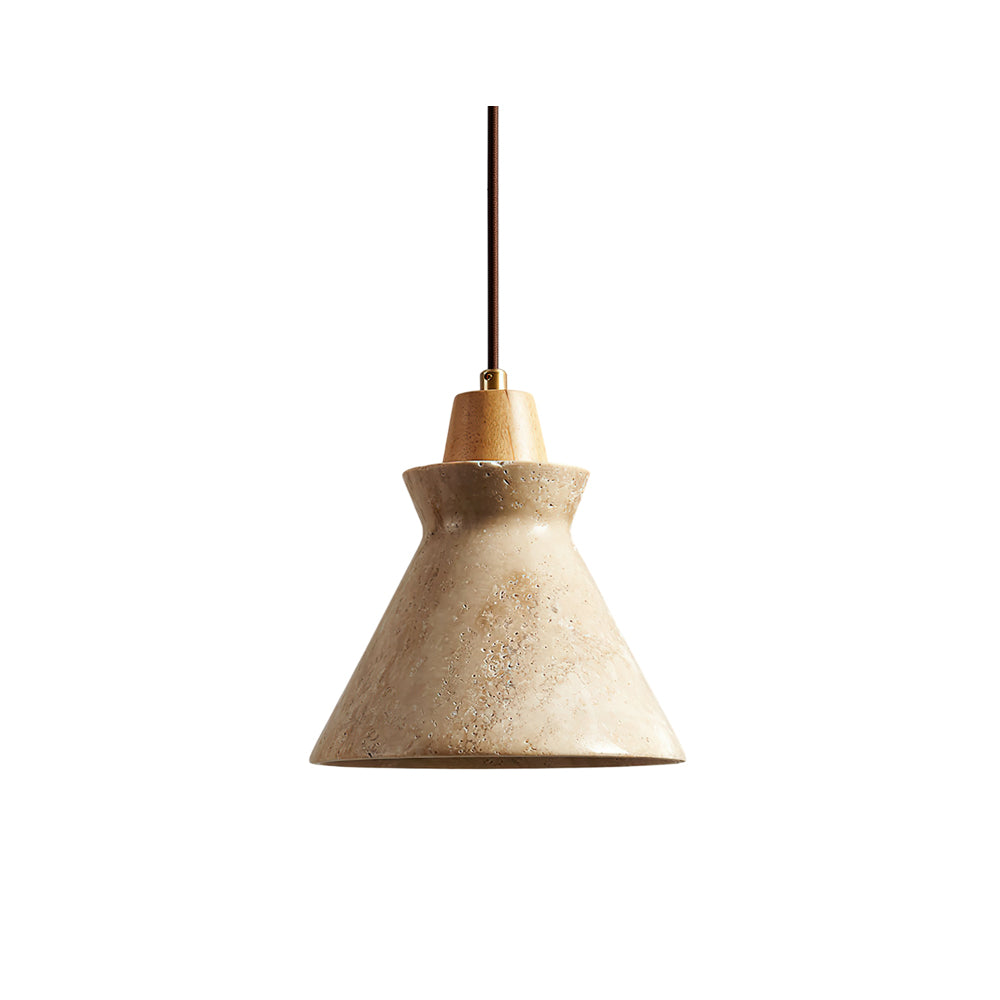 Front view of the Athena Travertine Pendant Light in beige.