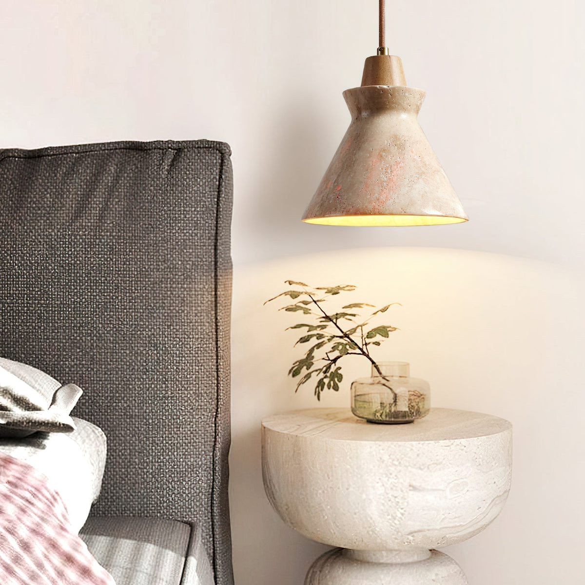 The Athena pendant light in the 'Walnut color' finish.