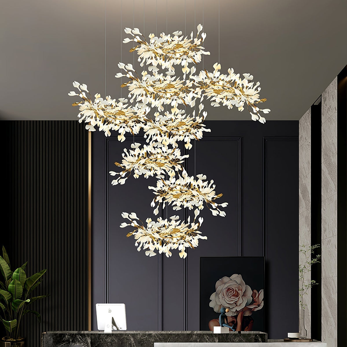 Quiniel Céramique Gingko Feuille Lustre