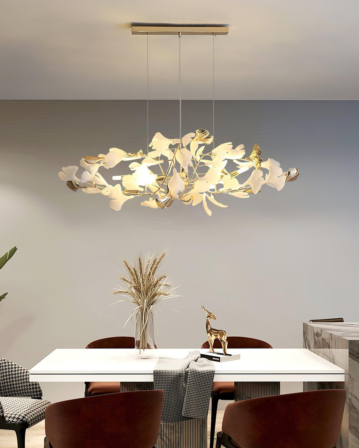 Celetta Lustre Élégant en Céramique Ginkgo